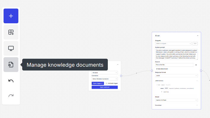 Knowledge Document Upload Sidebar